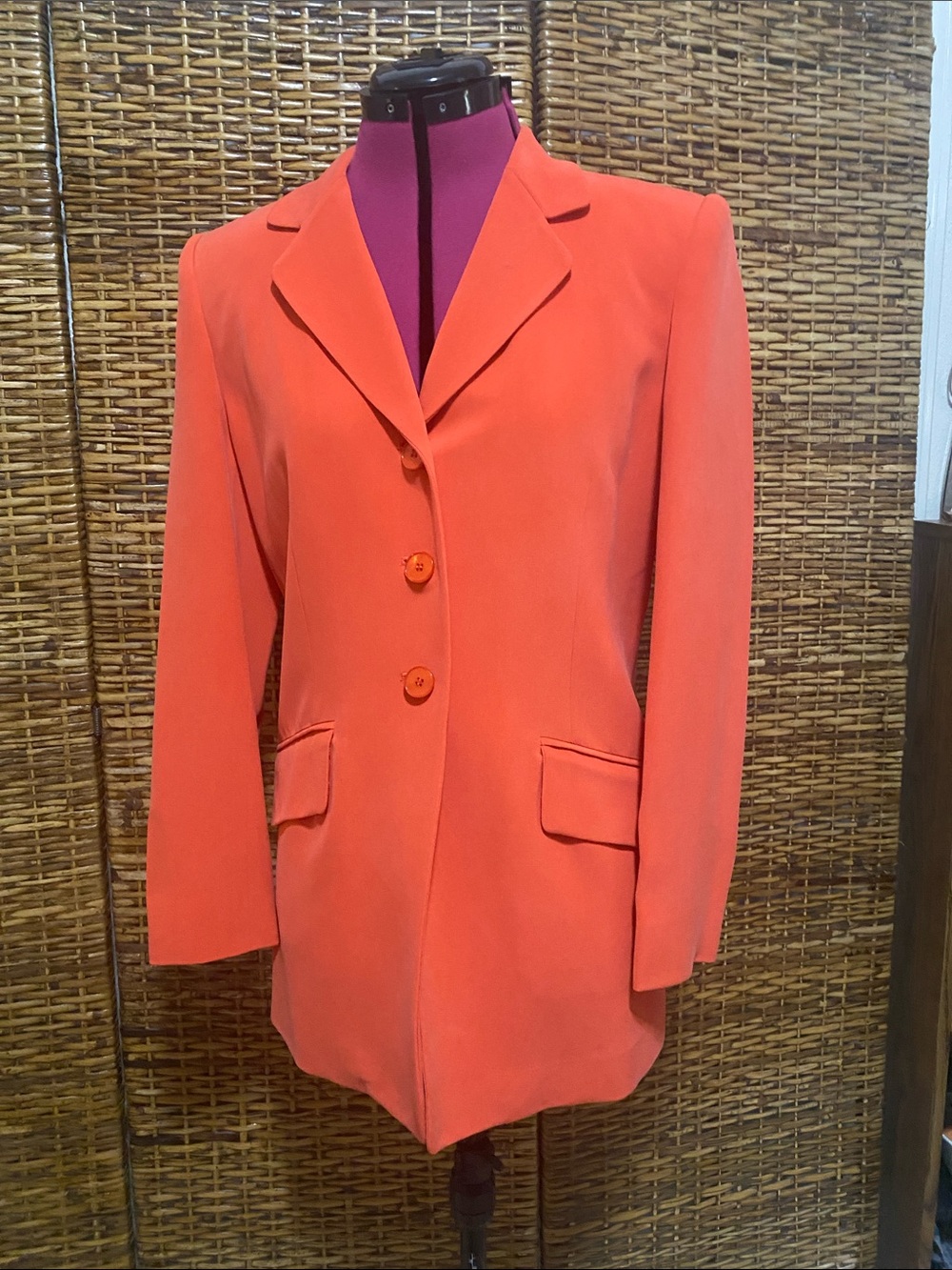 EUC 1980’s Jones New York 100% Silk orange melon tailored fully lined jacket 6